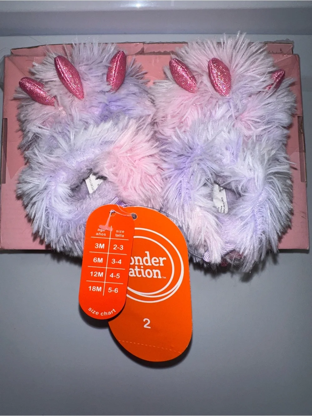Size 2 baby slippers - pink and purple